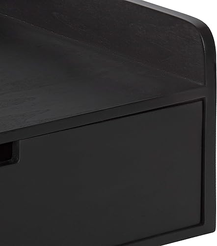 Miniatura 9 de Kate and Laurel Kitt - Mesa auxiliar flotante moderna con cajón para pared, 18 x 12 x 6.5 pulgadas, color negro Negro,Marrón rústico,Marrón nogal