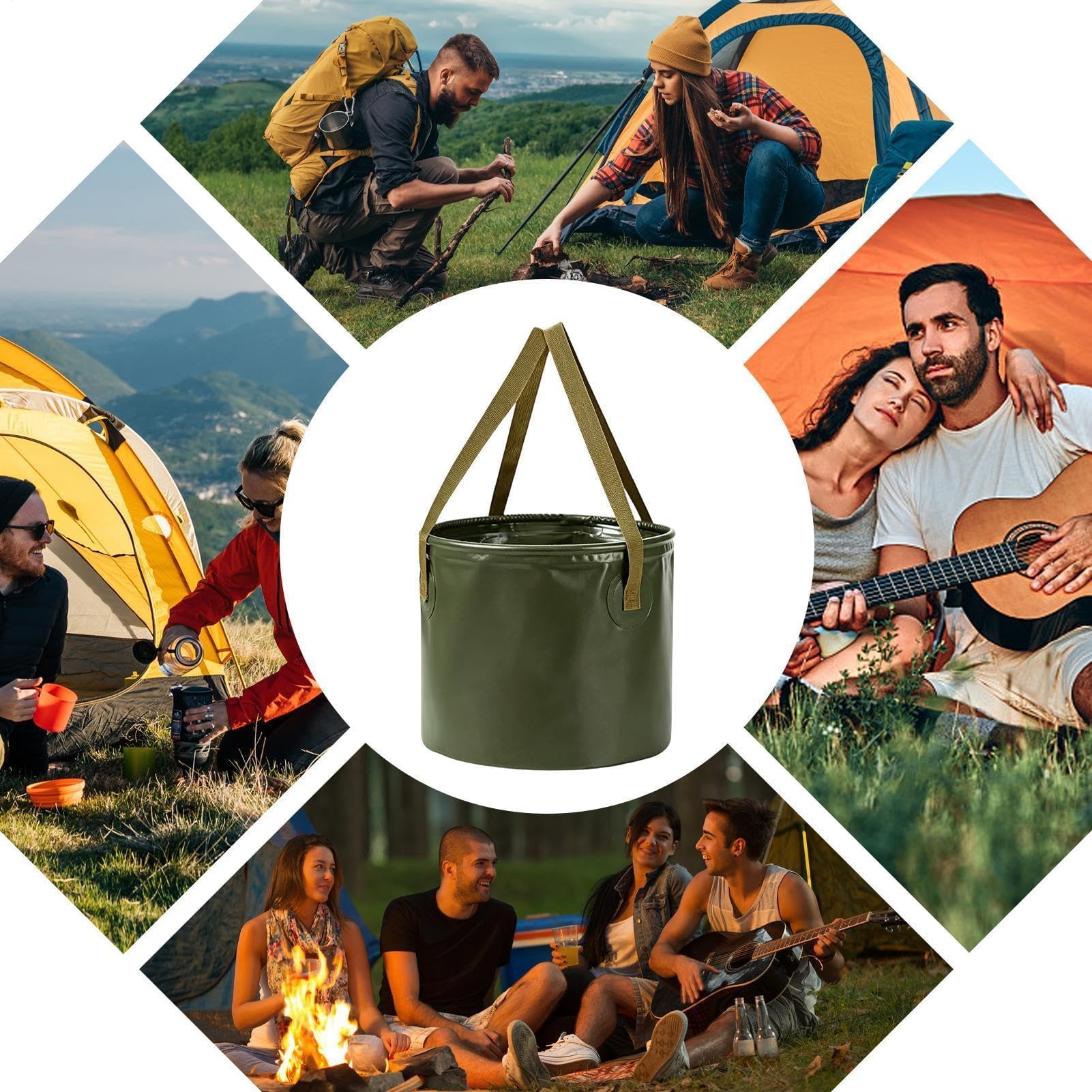 Seau pliable de camping, Seau pliant rétractable, étanche, bain de pieds, voiture RV, Camping, 2 tailles