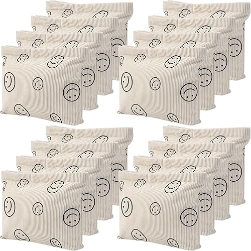 16 bolsas de cosméticos de pana con cara sonriente, bolsa de maquillaje estética, organizador de maquillaje para mujer, bolsos, estuche de lápices,