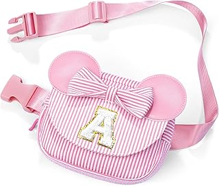 Stocking Stuffers for Kids Girls Christmas Gifts - Birthday Gifts for 2 3 4 5 6 7 8 Year Old Girls, Initial Crossbody Bag Letter Belt Bag Pink Fanny Pack Sling Bags Purse for Girl Kids, Pink A