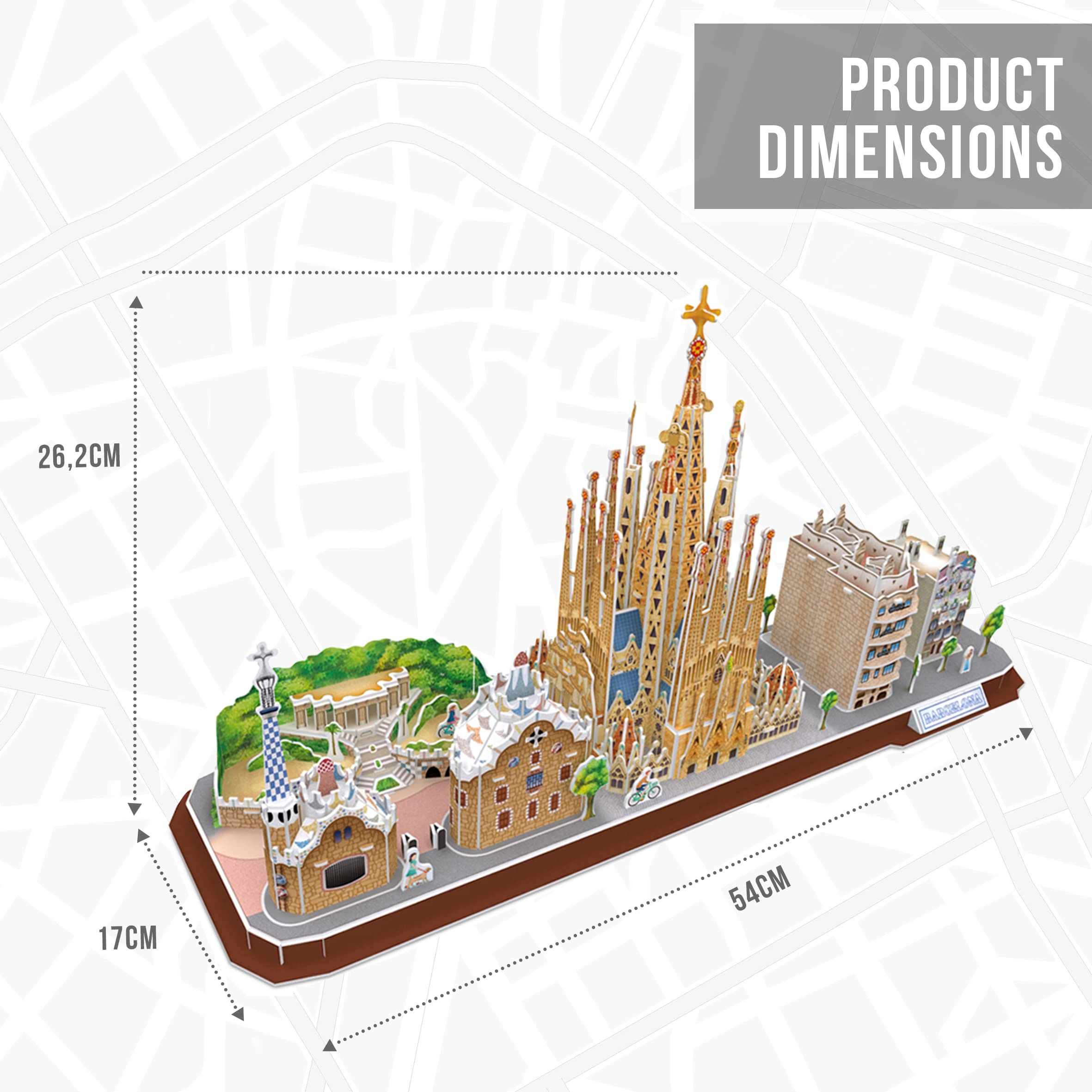 Puzzle 3D - Barcelona Cityline | Puzzle 3D Niños Y Adultos | Maquetas para Montar Y Construir | Puzzles 3D | Maquetas para Construir Adultos Y Niños | 186 Piezas | Regalo Niño 8 Años