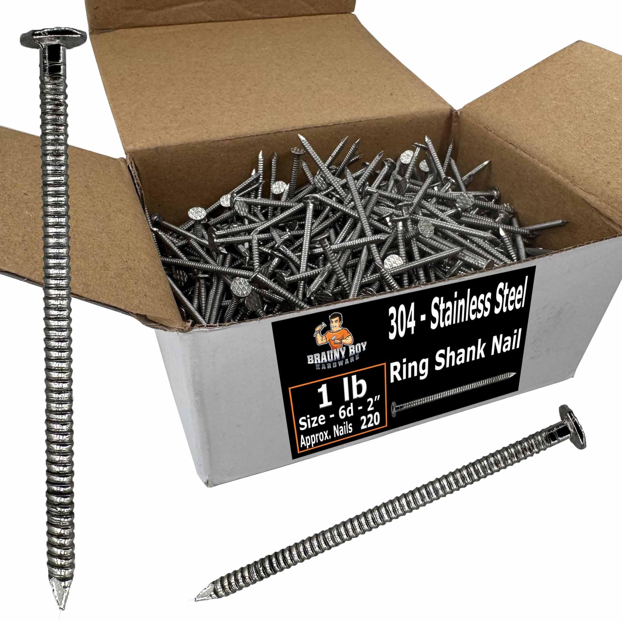 Clou de revetement en bois de cedre BRAUNY BOY 5,1 cm tige a anneau acier inoxydable 304 1 lbs