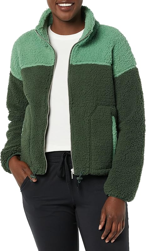 Amazon Essentials Women's Long Sleeve Fleece Zip-Up Sherpa Lined Jacket with Stand Neck