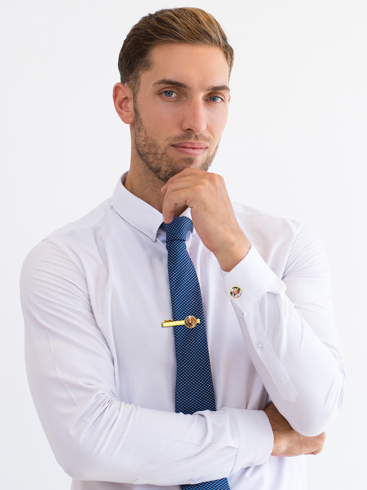 Set personalizado de mancuernillas y prendedor para hombre miniatura 7