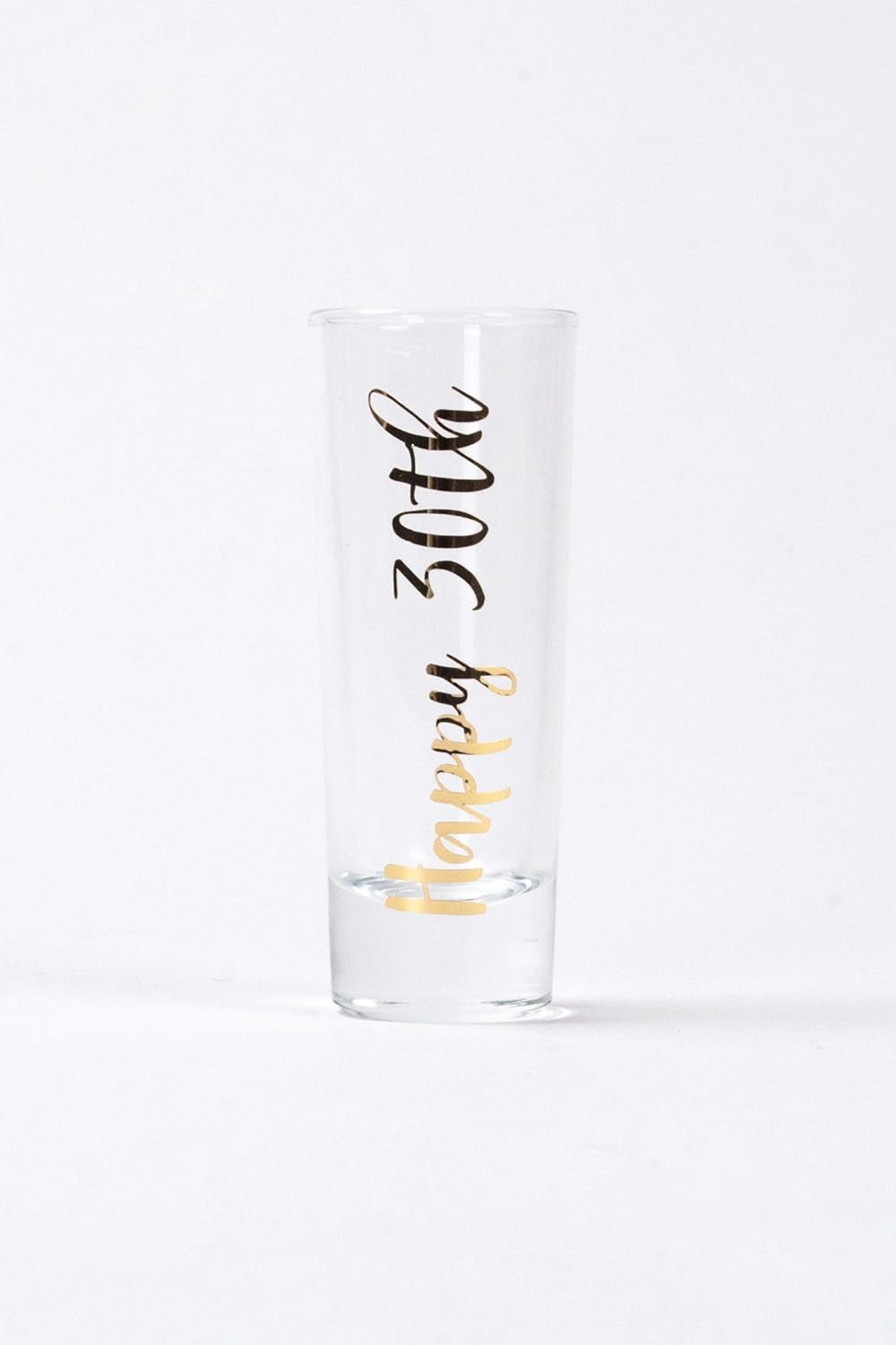 Happy Birthday Shot Glass, 21st 30th 40th 50th 60th Gold Lettering (30th) Shot Glasses