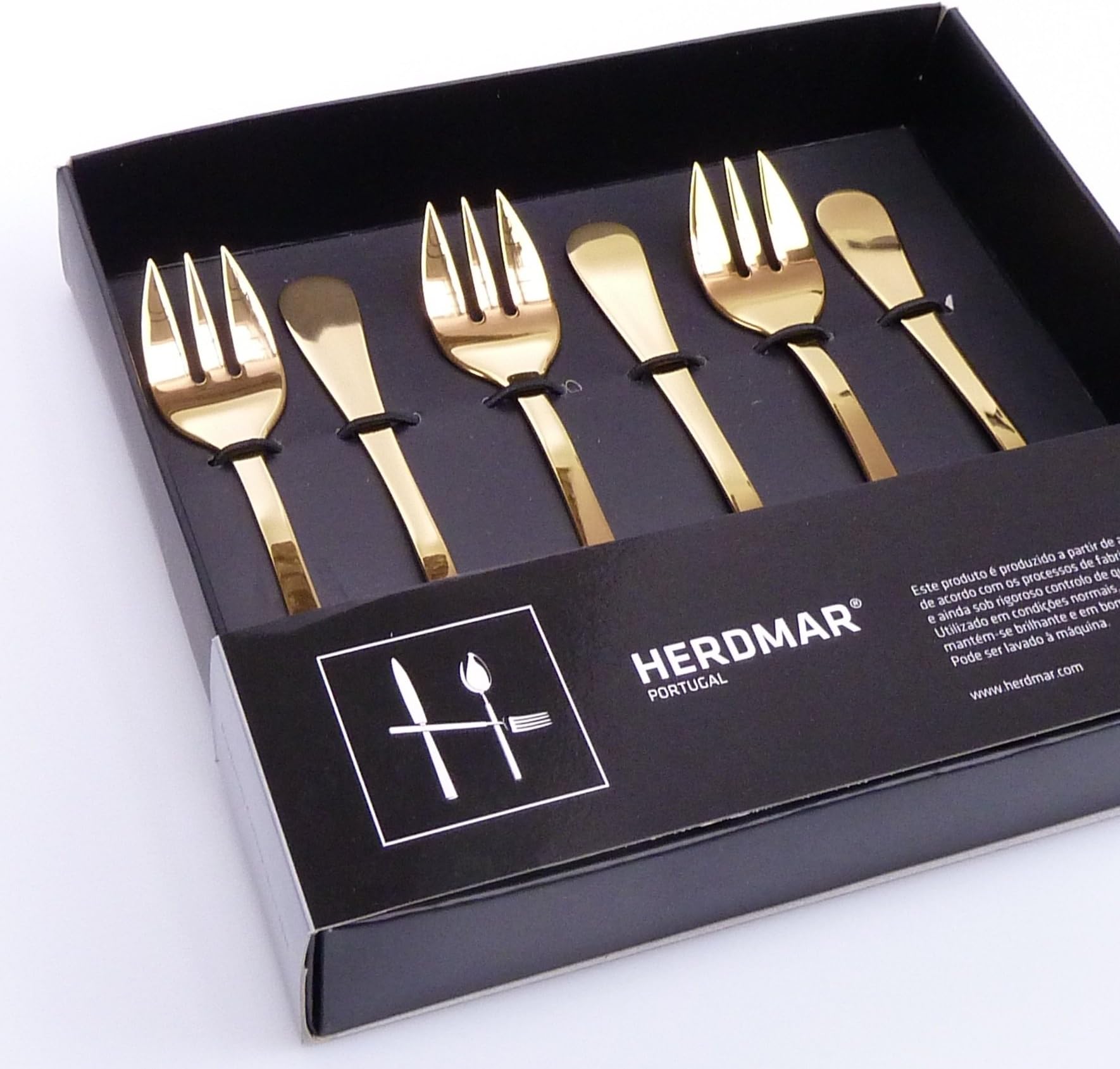 6 Oyster Forks/Oyster Forks/Rocco in Gold by Herdmar