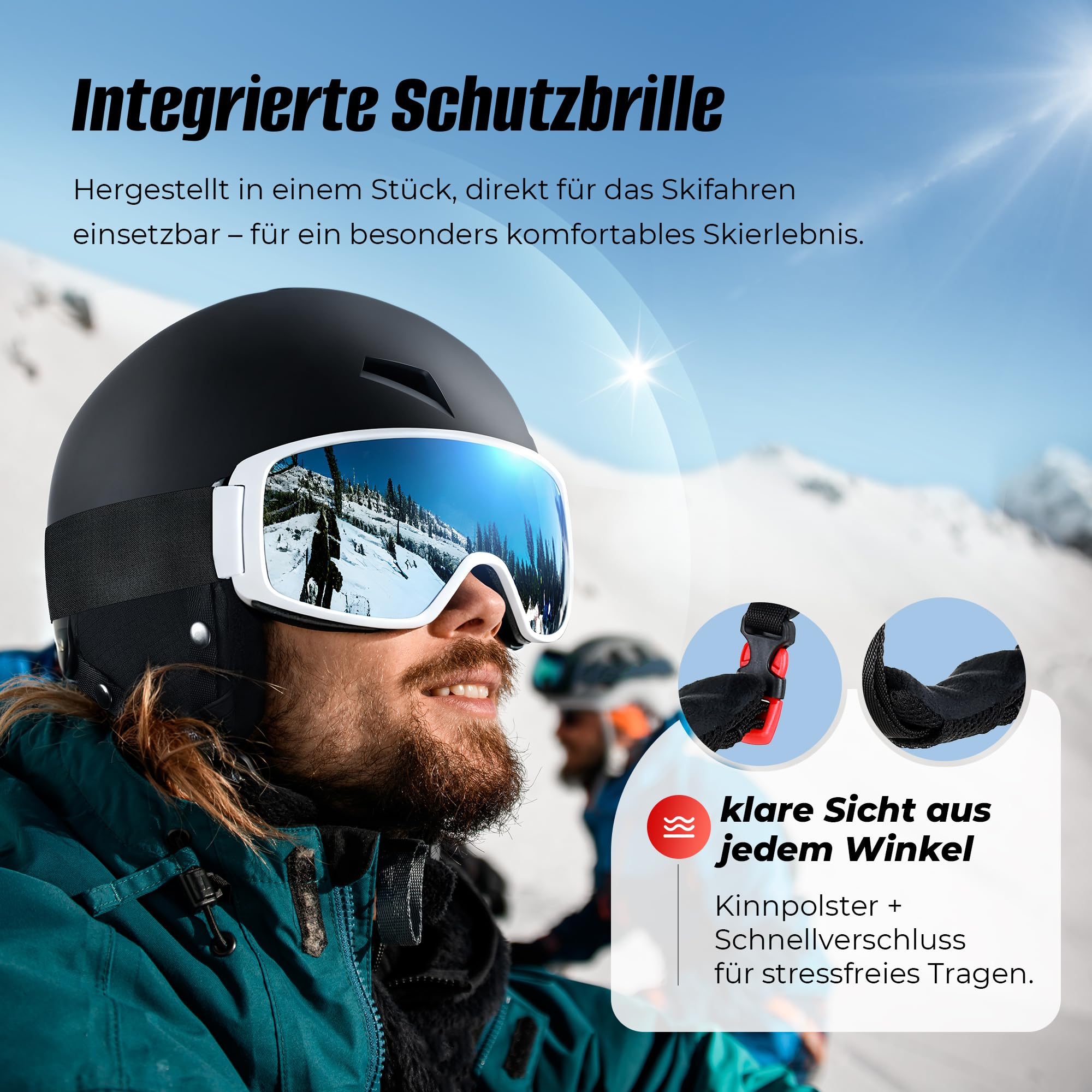 LUMDEER Kyro Leicht & Sicher Skihelm mit Visier Klappbar für Herren Damen | UV 400 Schutz, Klare Sicht, Warmes Innenfutter, Effizientes Belüftungssystem, ASTM & CE, Snowboardhelm Erwachsene mit Brille