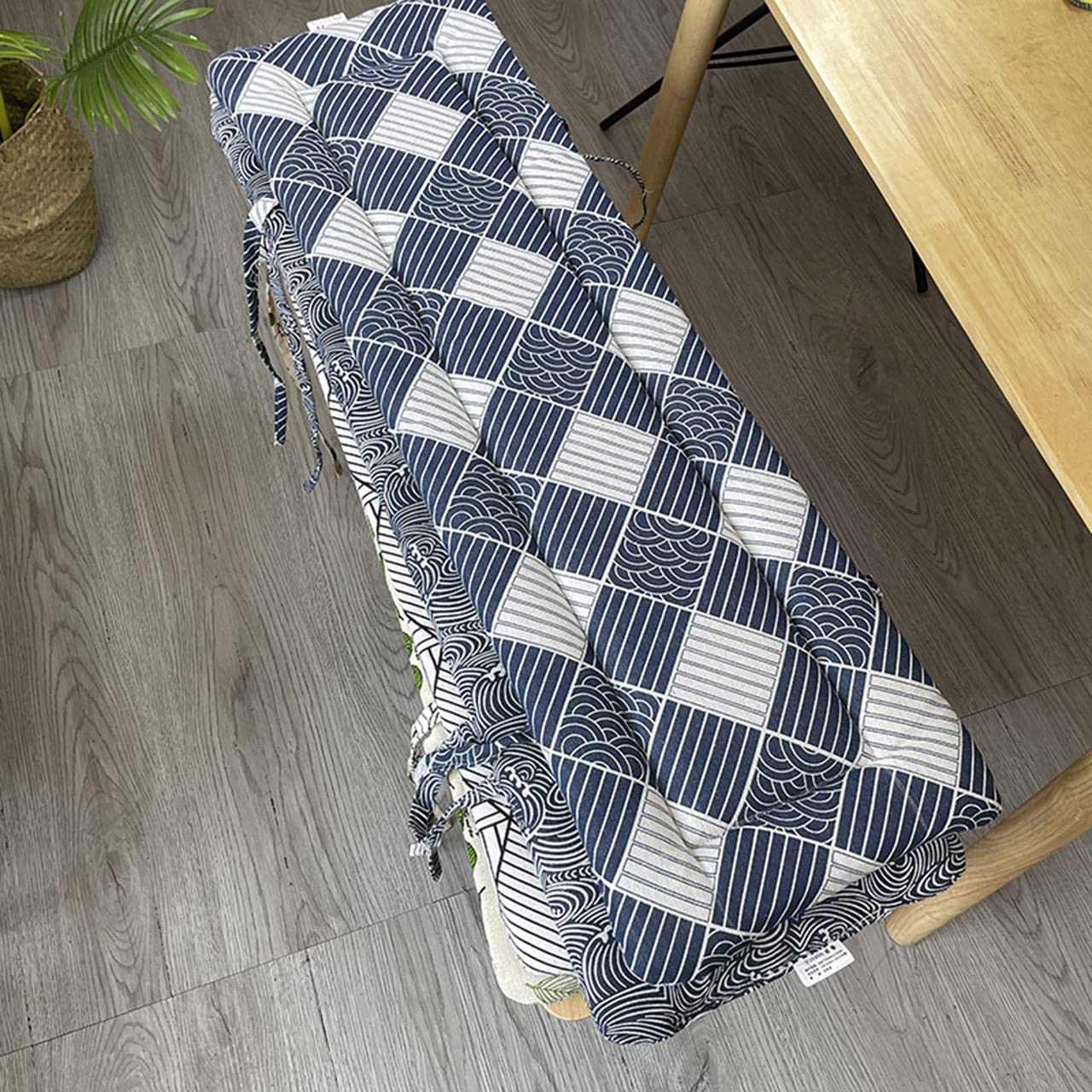 Cuscino Per Panca Da Esterno In Cotone E Lino: 120x35 Cm, Con Lacci Antiscivolo Per Patio E Giardino - 2
