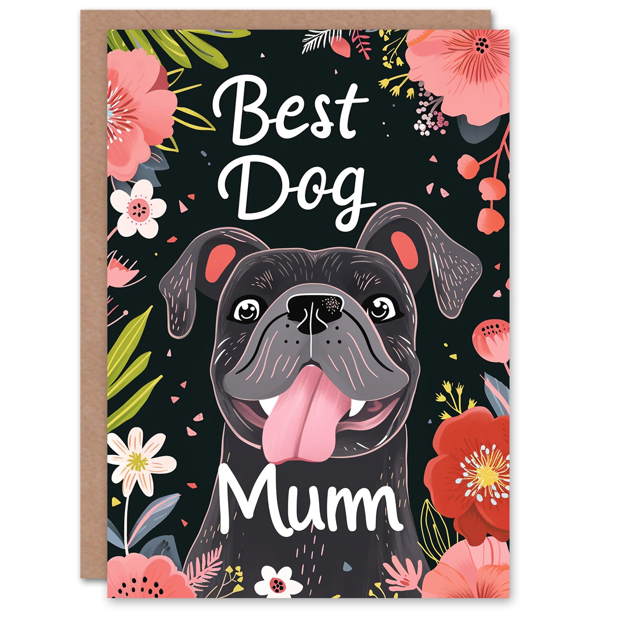 Artery8 Mother's Day Greeting Card - Dog Mum Puppy Flowers - For Mum