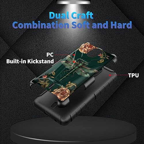 Miniatura 241 de AT&T Calypso 2 (U319AA) Funda con protector de pantalla de vidrio templado resistente con función atril integrado para debut de críquet, ciervo