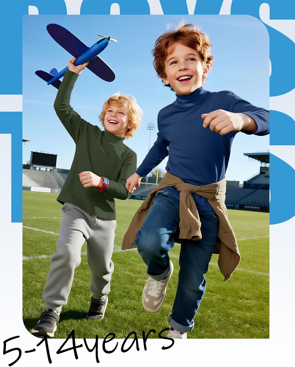 4 Pack Boys Turtleneck Long Sleeve Shirts Elastic Solid Warm Basic Football Baseball Undershirt Base Layering Tops - Image 2