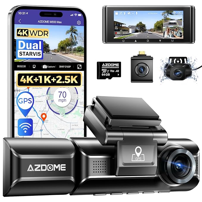 AZDOME M550 3-Channel Dash Cam