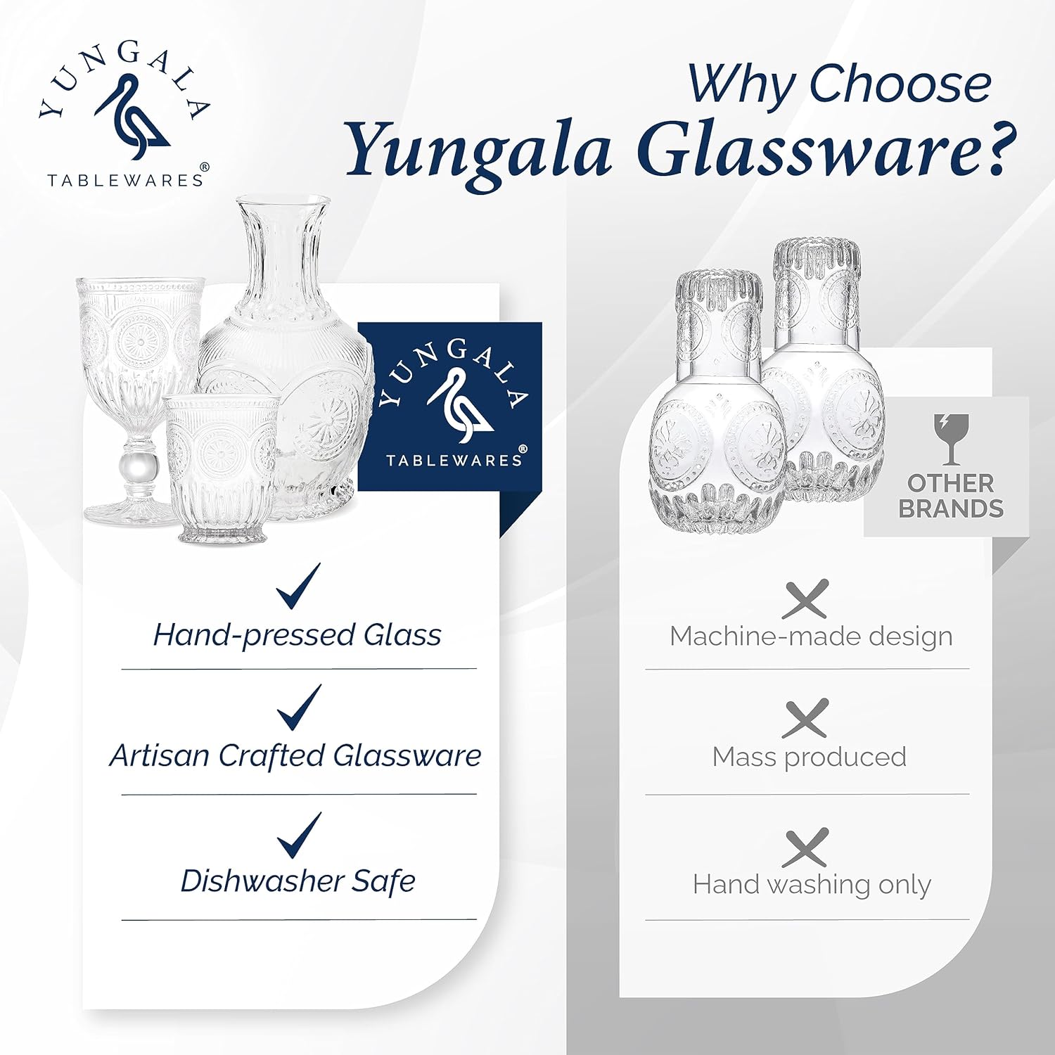 Yungala Vintage Bedside Water Carafe and Glass Set – Clear Glass 22oz - Image 8