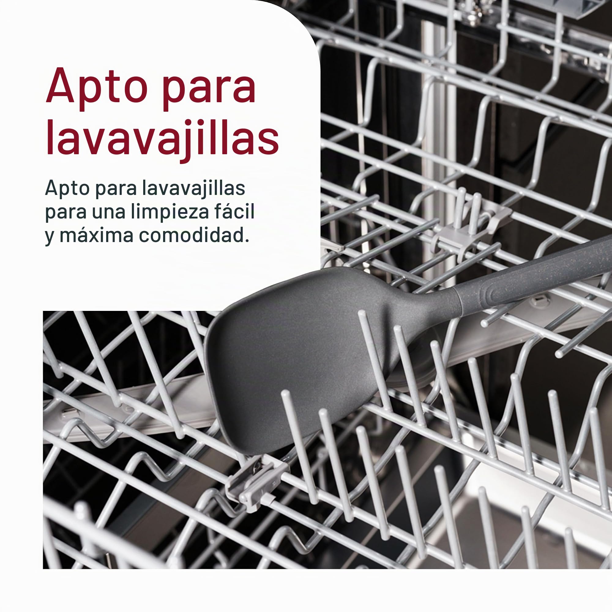 Zyliss Juego de 7 Utensilios de Cocina de Silicona y Paja de Trigo Duraderos con Cucharón, Espátula, Cuchara y Soporte, Cabezales de Silicona Resistentes al Calor, Color Gris Beluga