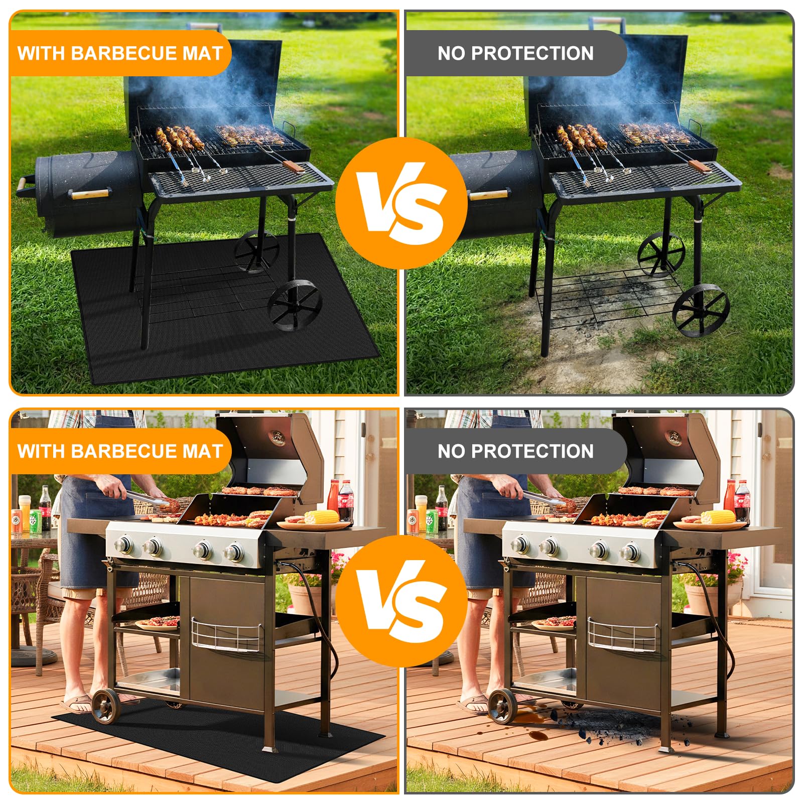 Tapis de barbecue ignifuge 100 x 150 cm en fibre de verre