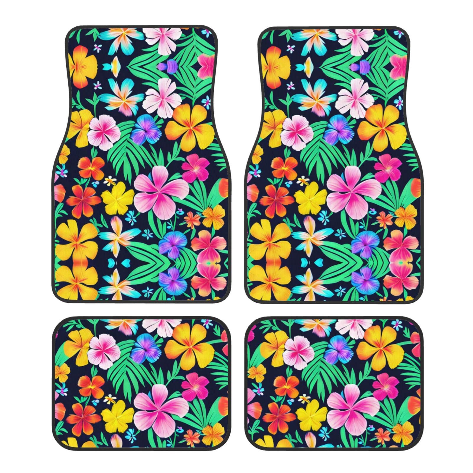 Set di 4 tappetini per auto floreali vintage, eleganti tappetini per