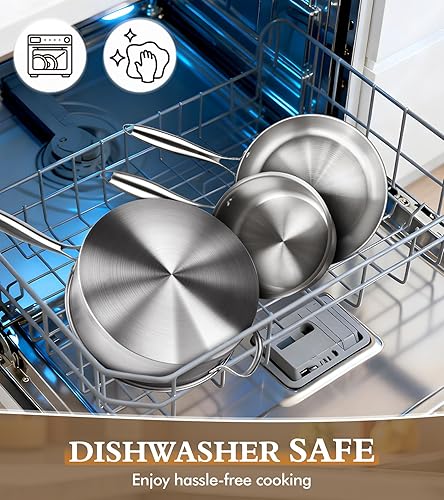 Miniatura 8 de Juego de ollas y sartenes de 16 piezas, juego de utensilios de cocina de acero inoxidable de tres capas con tapas, juego de cocina no tóxico, apto