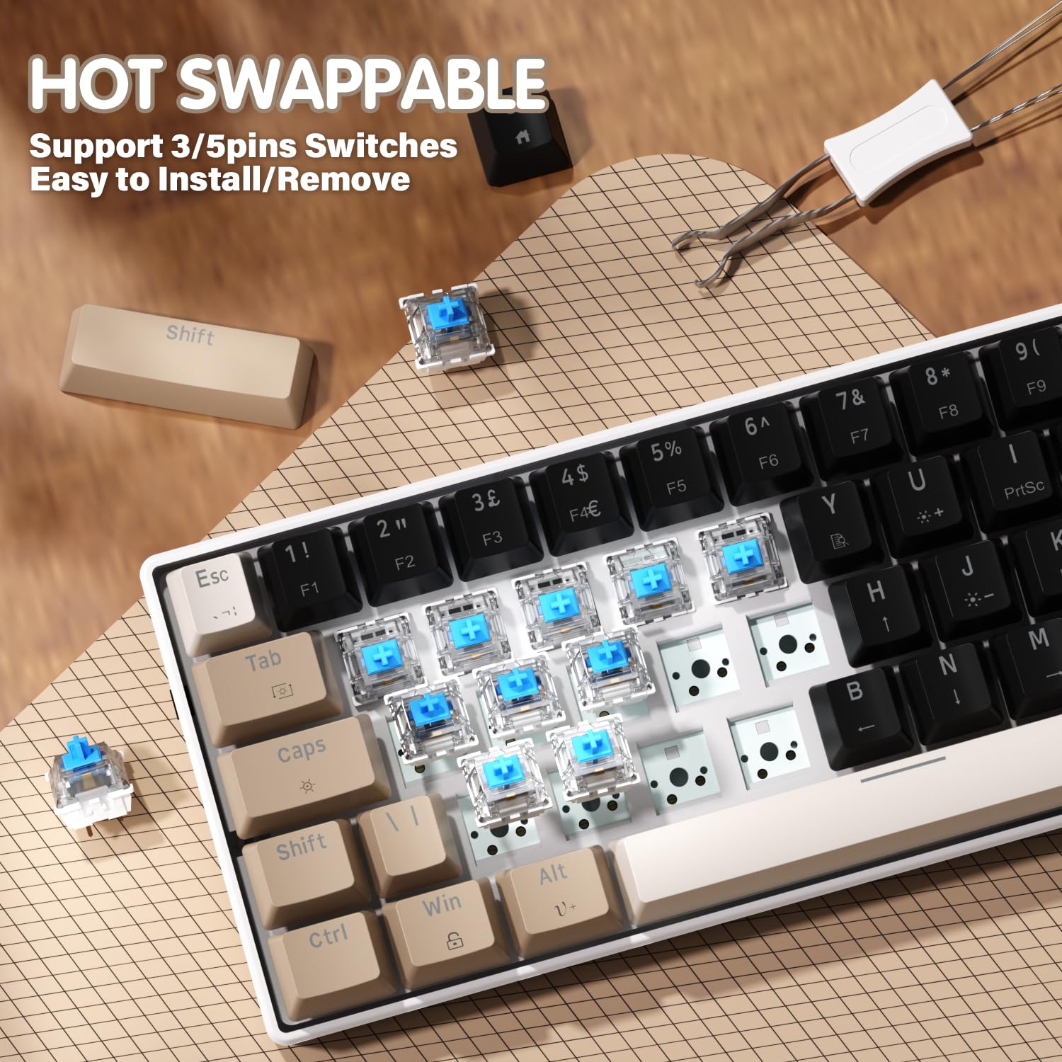 ZIYOU LANG MK21 Gaming keyboard and mouse sets with mouse pad, UK Layout Wired LED RGB Backlight Mechanical Keyboard, Honeycomb Shell Mouse, Ergonomic PC Keyboard and Mouse Set for Xbox, PS4