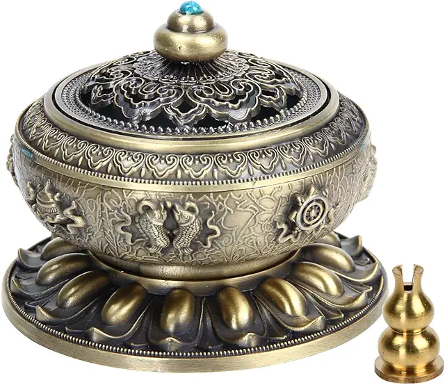 Brûleur d'encens en lotus en alliage - Porte-encens décoratif pour maison