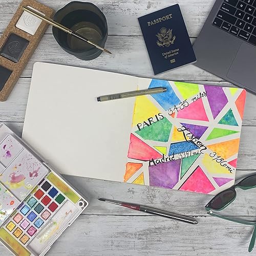 Miniatura 5 de Handbook Journal Co. - Cuaderno de bocetos de acuarela para artistas, panorama de bolsillo, 3.5 x 8.25 pulgadas, (paquete de 2) 140 libras300 GSM,