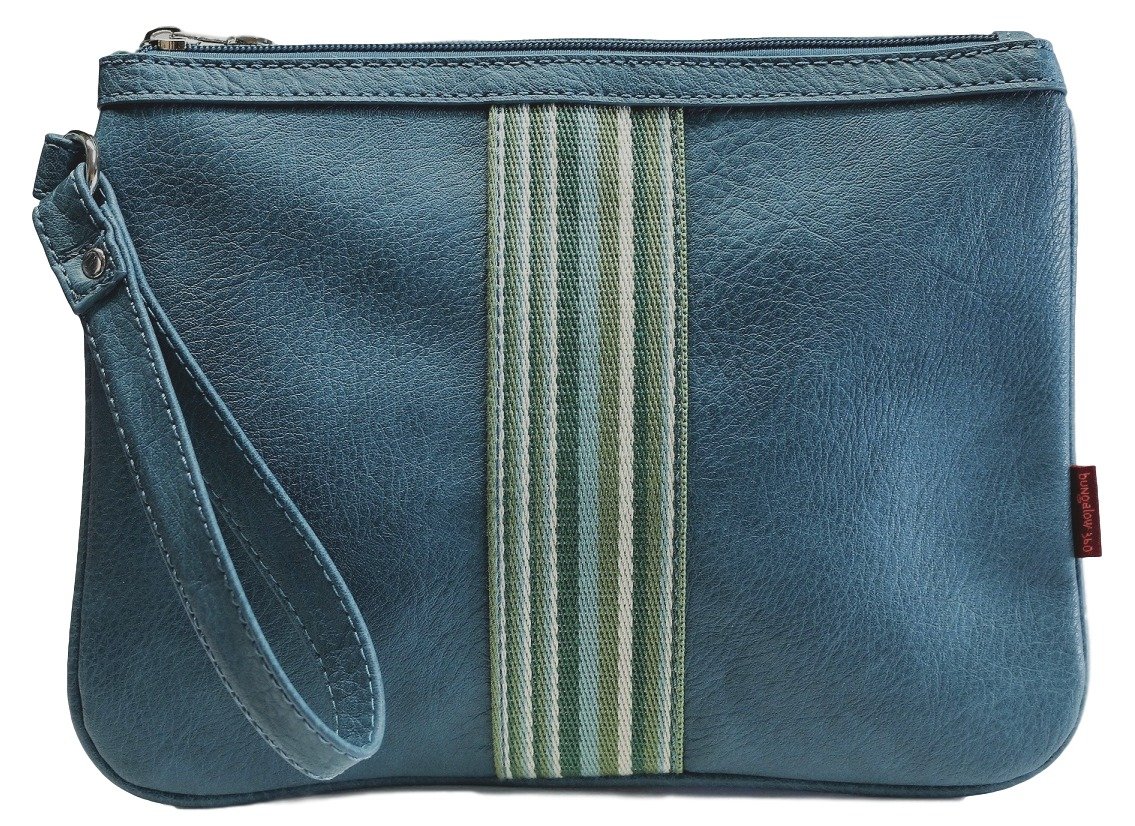 bungalow 360Original Vegan Leather Striped Pouch Wristlet