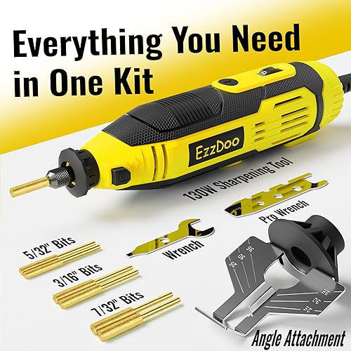 Miniatura 2 de Electric Chainsaw Sharpener Kit with 6 Titanium-Coated Diamond Bits - Handheld Chain Saw Sharpener Tool for All Chains - No Removal Required, Easy