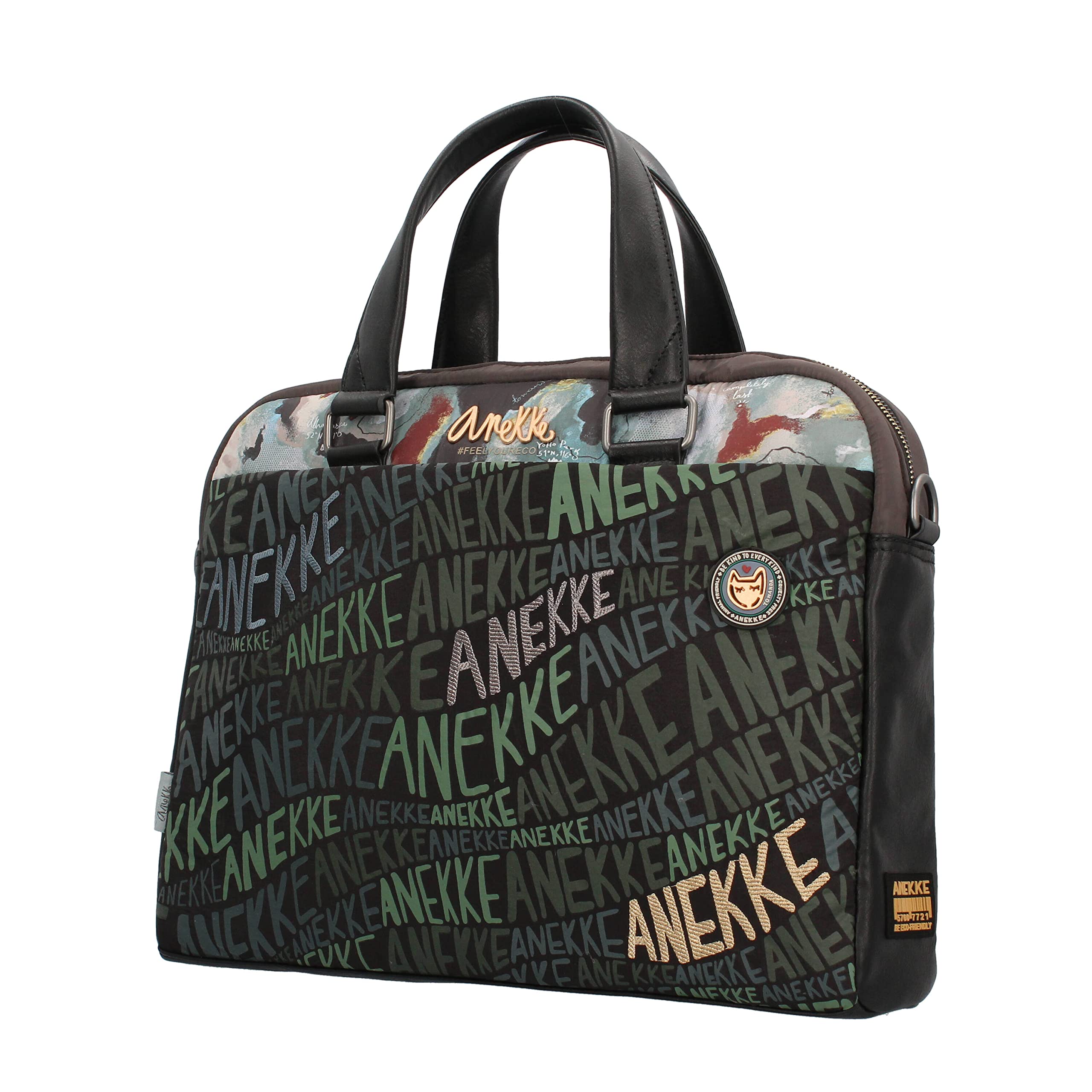 Anekke - Portadocumentos Mujer - Bandolera Grande Polipiel - 2 Asas y Cierre Cremallera - Cartera de Hombro Bandolera - Colección Voice Nature Woods - Accesorios y Complementos Mujer - 41x30x9 cm