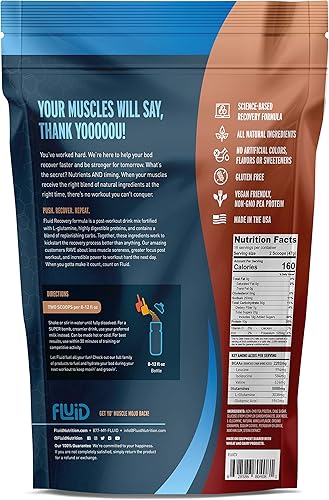 Miniatura 10 de Fluid Recovery - Mezcla de bebida después del entrenamiento, proteína aislada de suero de leche, L-glutamina, carbohidratos, todos los ingredientes