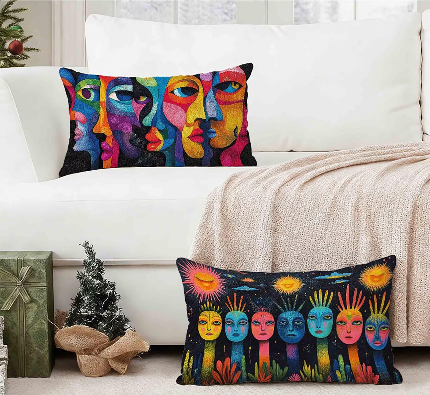 Kolorowa poszewka na poduszkę 50 x 80 cm zestaw 2 sztuk, abstrakcyjna prostokątna poszewka na poduszkę wodoodporna poduszka z niewidocznym zamkiem błyskawicznym do dekoracji domu Sypialnia -lsy2501224