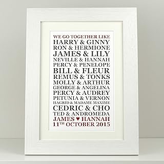 Famous Harry Potter couples personalised wedding gift print/Harry Potter Anniversary gift/Harry Potter Civil partnership present/Harry Potter Valentines day gift **CHOICE OF COLOUR** VA109