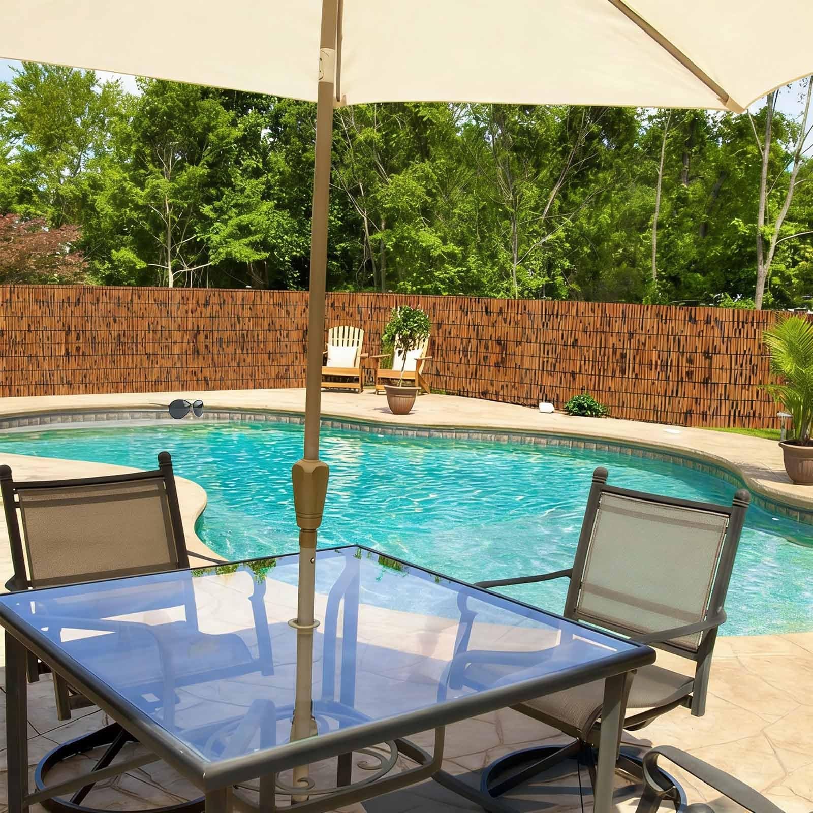 Recinzione Canne Naturali 50-160cm Di Altezza Canne Di Bambu per Esterno Canniccio,Canne Recinzione Per Giardino, Schermo Protezione Privacy Decorativo Per Piscina Terrazza Patio(Carbonized,140x500cm)