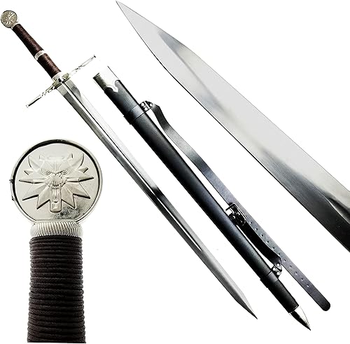 Miniatura 1 de Espada de dos manos Fantasy Wolf de 49 pulgadas, espada larga con vaina, hoja de acero inoxidable, uso como espada de cosplay, espada LARP y espada