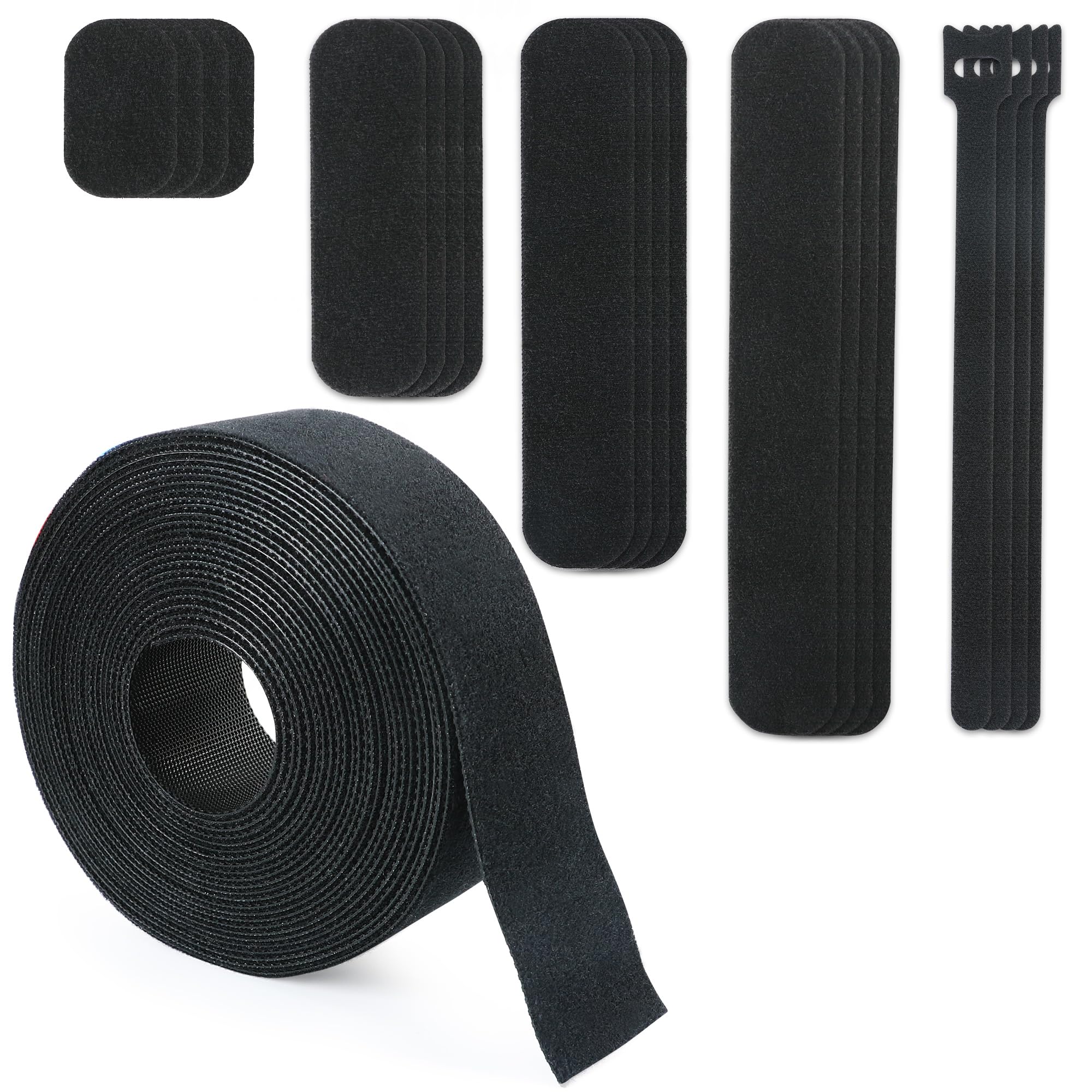 Car Captain Hook and Loop Straps Double-Sided Adhesive Strip and Cables Self-Gripping Hook and Loop Roll,Cut To Length,Reusable Wide 1.2in Fastening Cable Straps for Home Office Data Center