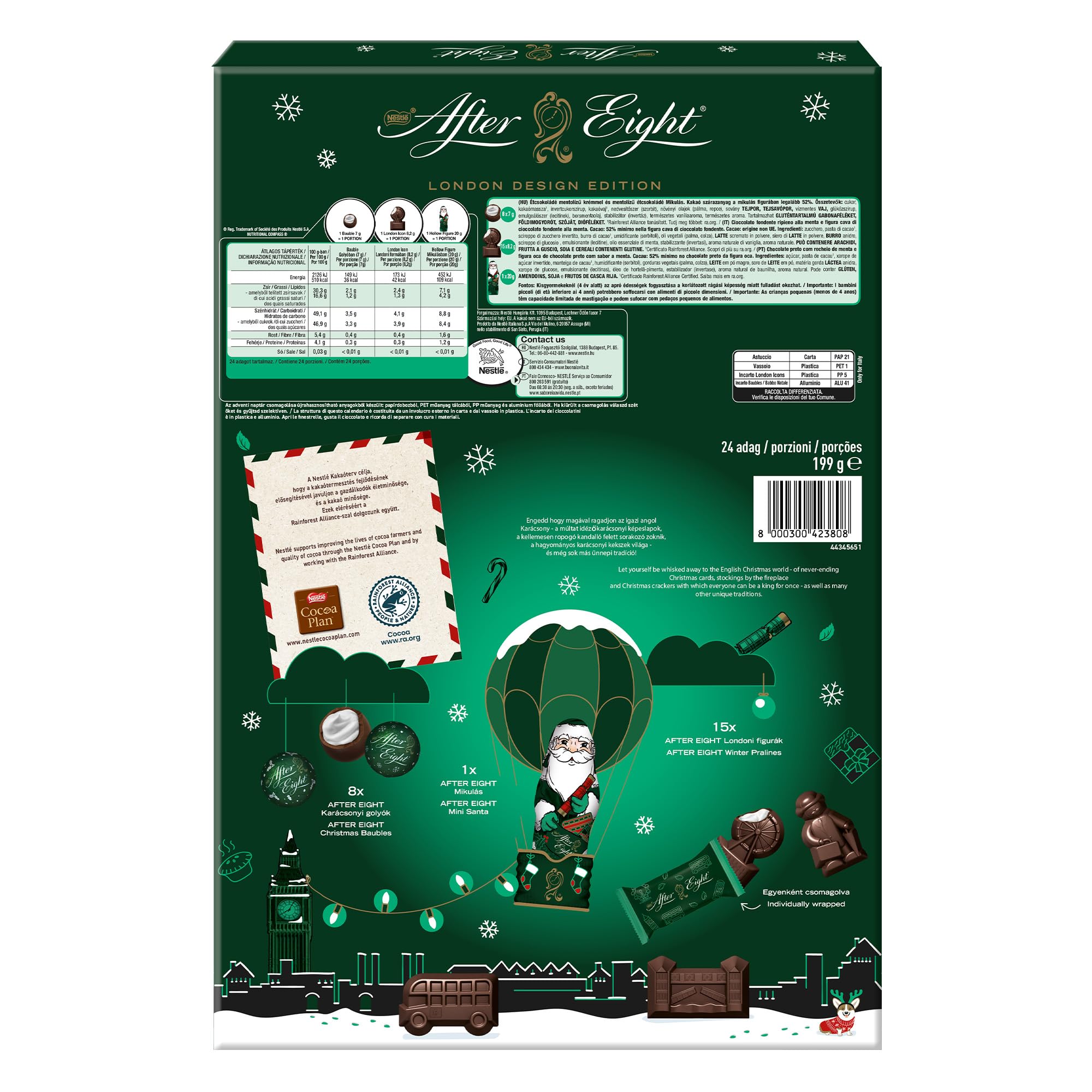 AFTER EIGHT Calendario Avvento 2025 Personaggi di Cioccolato Fondente ripieno alla Menta 199g