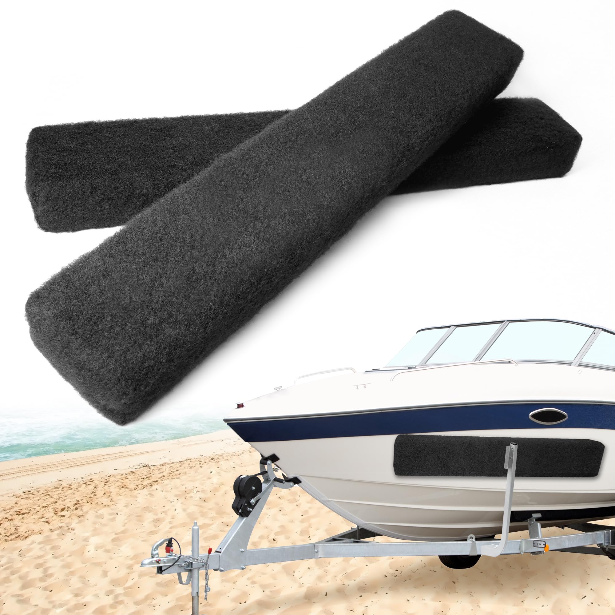 2 Pack Carpeted Marine Boat Trailer Bunks, Boat or ski Trailer Black Bunk Boards for Trailer Boats