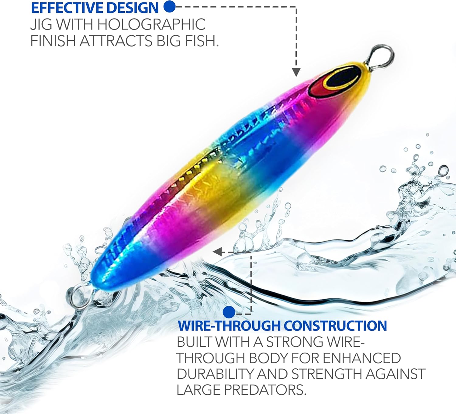 5.5" Eddie Bomb Tuna Jigs 20oz, 2 Pcs Rainbow for Vertical Jigging, Flat Fall Unrigged Lure, Ideal for Bluefin Tuna & Deep Drop Fishing