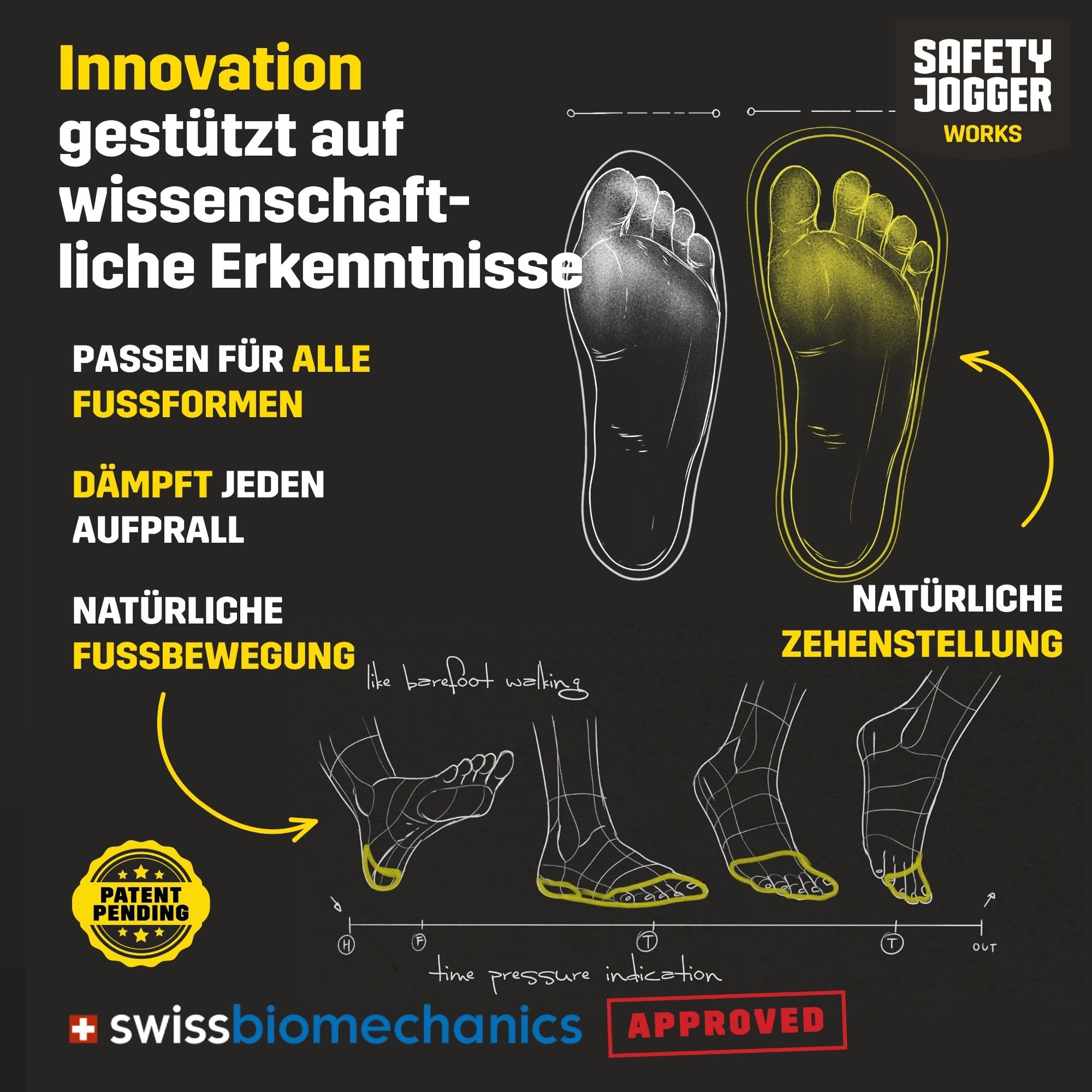 SAFETY JOGGER - Freedom S1PS TLS - Leichte Sicherheitsschuhe - Schwarz | Atmungsaktive und Bequeme Arbeitsschuhe Herren und Damen mit breiter Kunststoffkappe, Drehverschluss, ESD und Barfuß Design