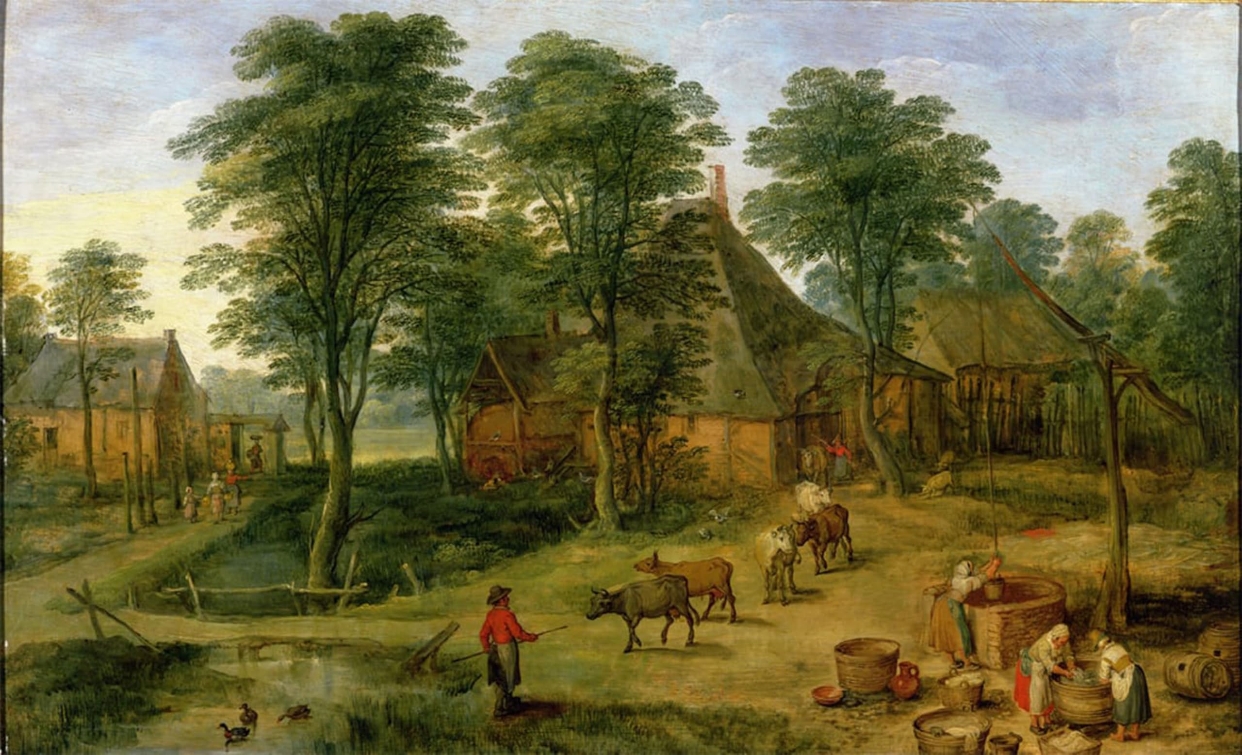 SERENDIPITP Aesthetic Poster Photo Wall Print Retro Picture the Farmyard by Jan the Elder Brueghel Modern Wall Artwork for Home Decor 60x90cm