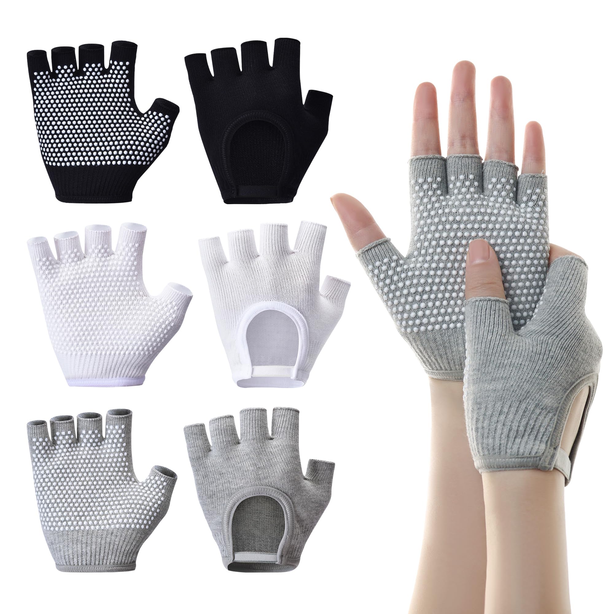3 Paar Yoga-Handschuhe für Damen, fingerlose Workout-Handschuhe für Frauen