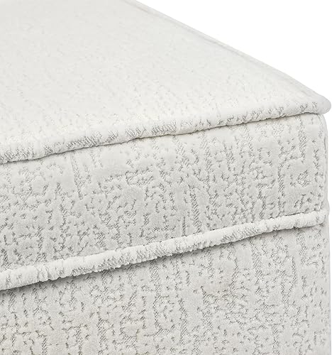 Miniatura 172 de Adeco Taburete de almacenamiento con diseño de escritura de tela, tapa con bisagras, patas de madera maciza, otomanas de 18 pulgadas de altura y 3D