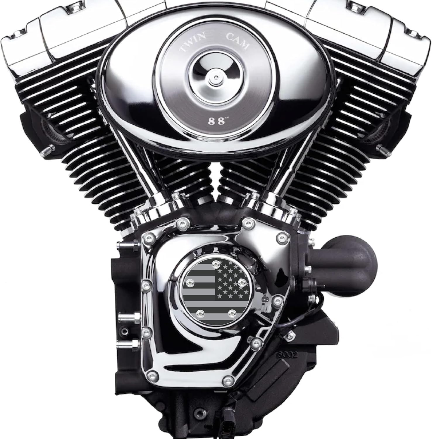 Kustom Cycle Parts Aftermarket American Flag Points/Timing Cover Fits Harley Davidson (Twin Cam 1999 to 2017)