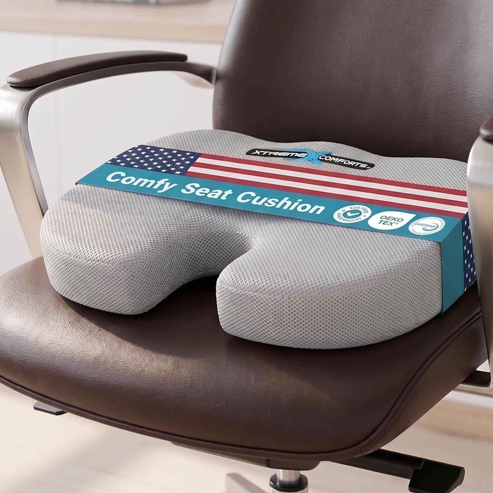 Xtreme Comforts Seat Cushions | Office Chair Cushions for Desk, Car, Wheelchair| Ergonomic Memory Foam Seat Cushion for Support &amp; Comfort | Helps Improve Sitting Posture for Work &amp; Body Relief
