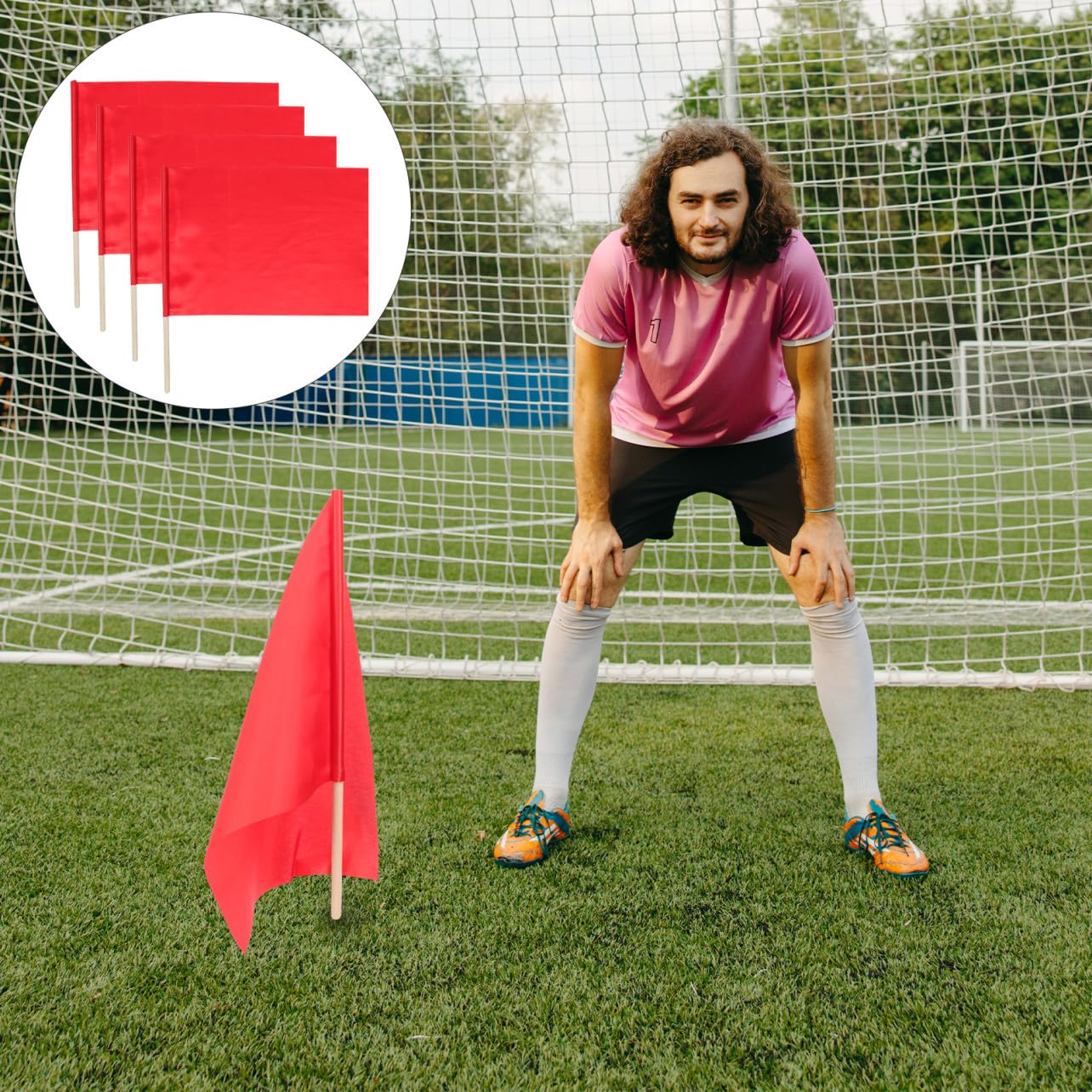 Toyvian Bandierine da Arbitro Rosse in Poliestere e Legno 4 Pezzi 30x40cm Facile da Trasportare e Resistenti per Segnalazione Gare Sportive