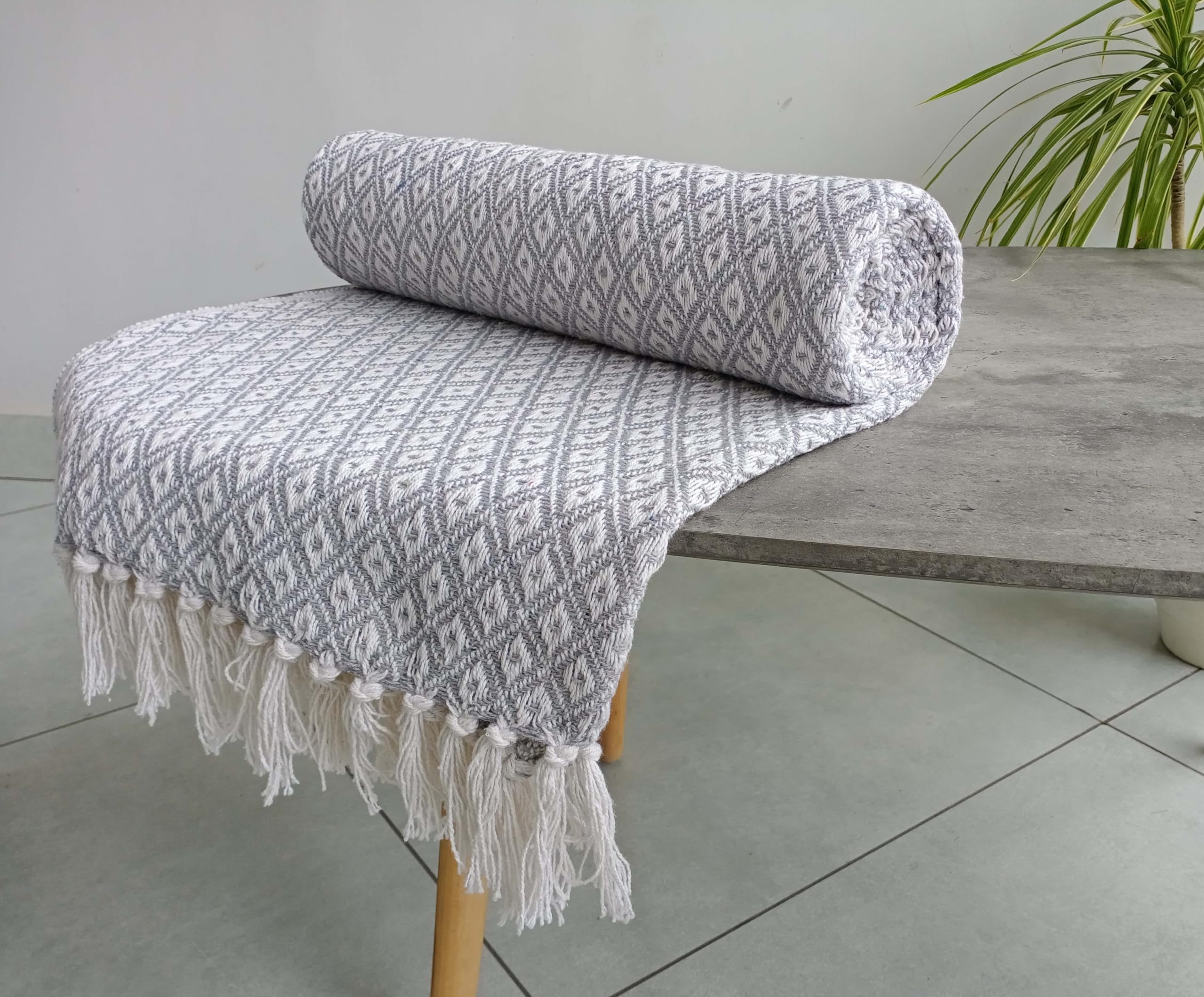 Rapport Home Eden 100% Recycled Cotton Throw 127 x 152cm Silver, 127 x 152 cm