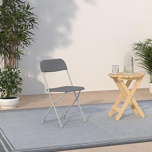 Miniatura 11 de EMMA + OLIVER Juego de 10 sillas plegables de plástico, capacidad de peso de 650 libras, silla plegable apilable ligera en color rojo