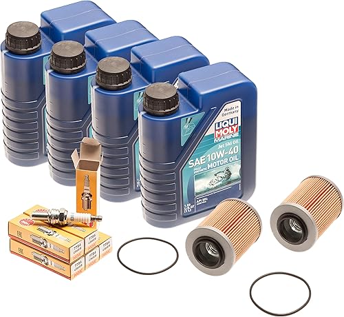 Paquete de 2 kits de servicio de cambio de aceite con filtro y tapones NGK para todos los modelos SeaDoo Spark