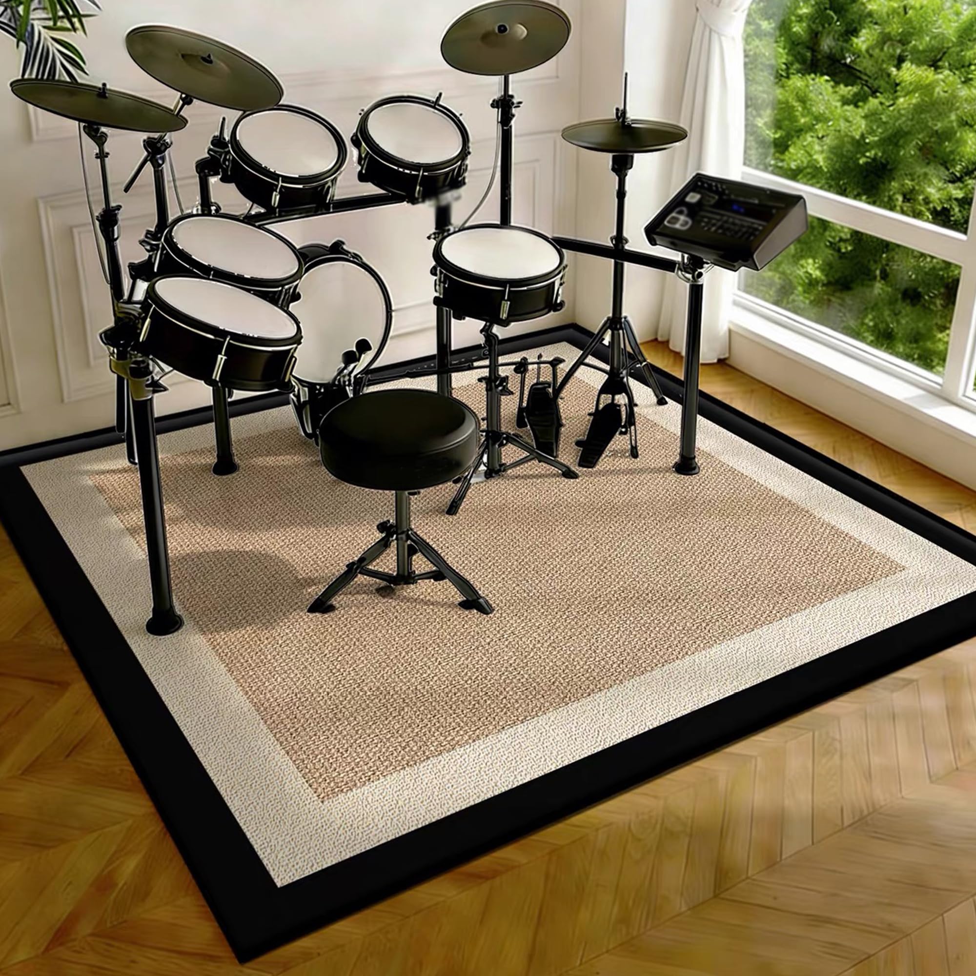 Drumming Drum Rugs, Drum Mat Drum Rug Non Slip Soundproof Mats, 120 x 80 cm Drum Carpet for Drummers Outdoor, Electronic Drum Set Practice Music Rug, Floor Protection Pad for Splash Cymbal Stands