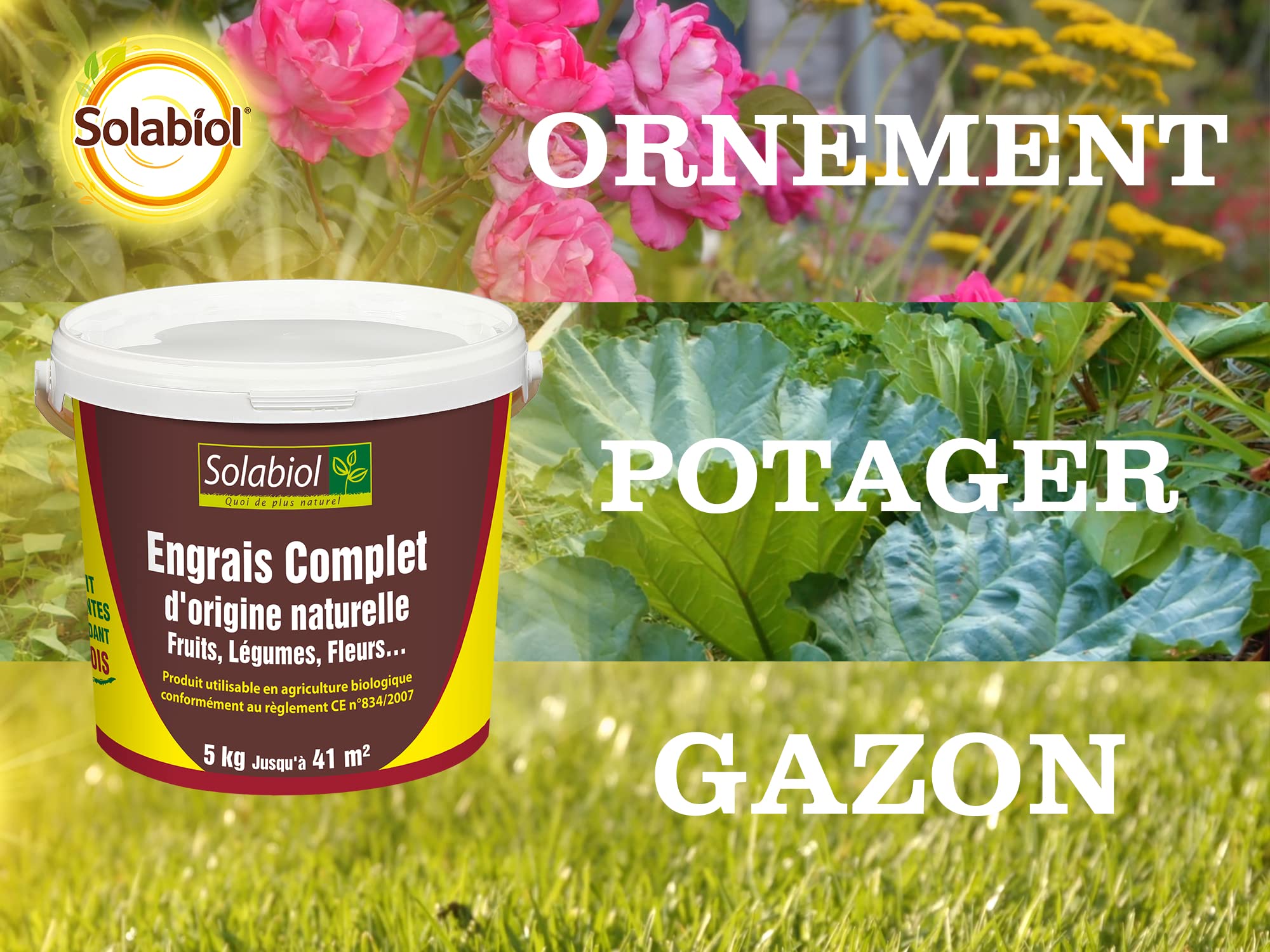 SOLABIOL Engrais Complet & Engrais Sang Et Corne - Seaux - Mini-Granulés - Epandage Facile & Sans Poussière - Double Action Starter & Nutrition Longue Durée