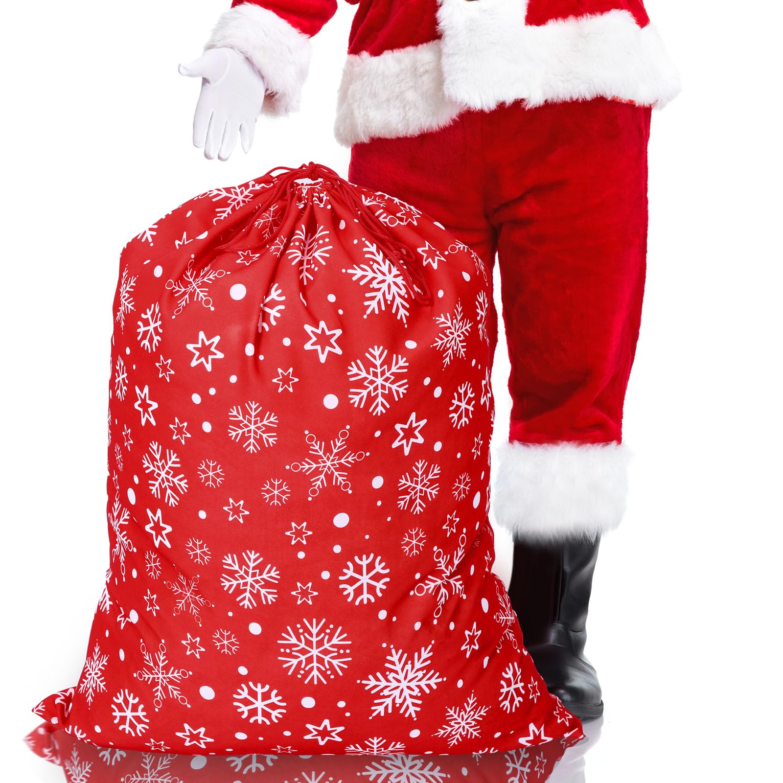 Hillban Extra großer Weihnachtsmann-Geschenksack mit Kordelzug, 91,4 x 68,6 cm, Weihnachtsmann-Tasche, Frohe Weihnachten, Geschenktasche für Spielzeug, Süßigkeiten, Leckereien, Aufbewahrung von