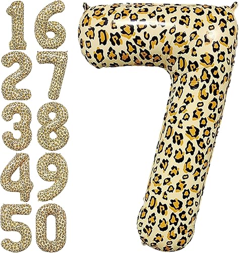 Globos con números con estampado de leopardo para decoraciones de fiesta de cumpleaños, globos dorados de 32 pulgadas, de leopardo, guepardo,